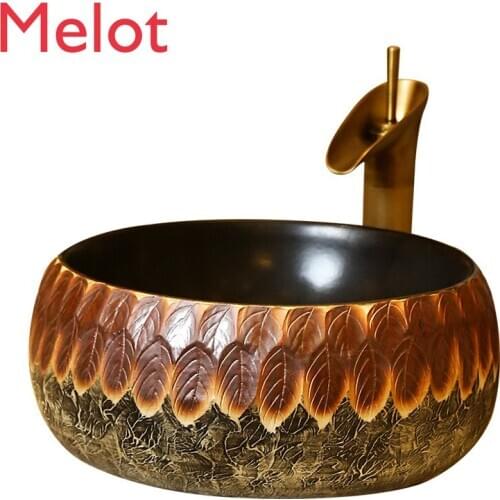 Ceramic Table Basin round Single Basin Table Basin Art Basin Bathroom Basin Household Washbasin