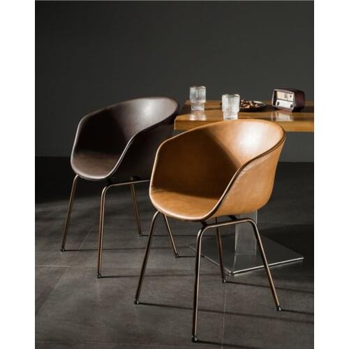 Nordic Light Luxury Dining Chair Industrial Style Modern Minimalist Backrest Chair Home Leather Dining Chair Net Red Chair Cafe