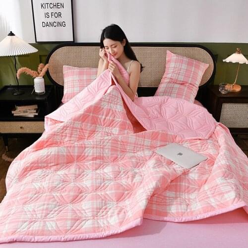 2021 Pure Color 100% Cotton Summer Air-Conditioning Quilt Adult And Children Dormitory Office Sofa Blanket Travel Driver Quilt