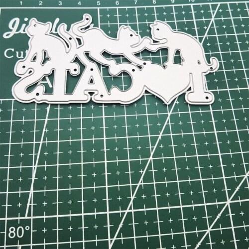 I Love Cat Metal Cutting Dies Stencil DIY Scrapbooking Album Paper Card Template Mold Embossing Craft Decoration