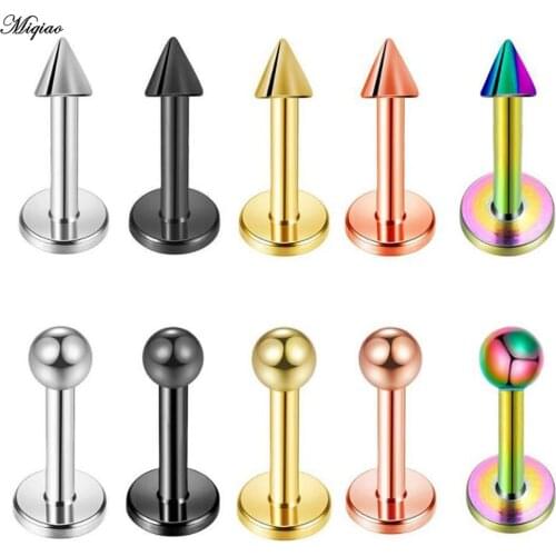 Miqiao 1pc White Black Fashion Punk 16G Stainless Steel Labret Stud Monroe Bar Lip Ring Piercing Lip Studs High Quality