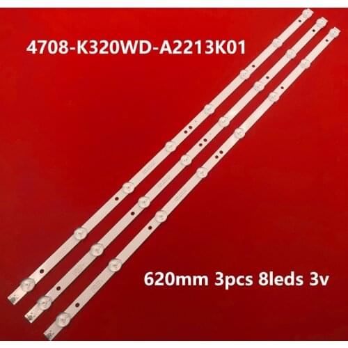3 Pieces/lot New LED strip K320WD 4708-K320WD-A2213K01 A4213K01 471R1055 471R1P53 8 LEDs 620mm for LE32D59 32PFL3045