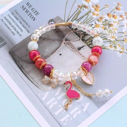 CHENFNA New Bohemian small fresh natural stone Bracelet for women powder crystal fawn Pearl Crown DIA Beaded Bracelet present