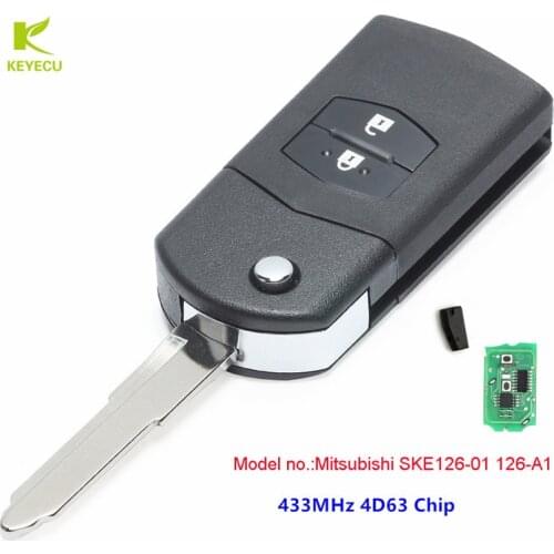 KEYECU New Upgraded Flip Car Remote Key Fob 2Button 433MHZ 4D63 for Mazda 2 3 5 6 MX5 RX8 P / N: Mitsubishi SKE126-01 126-A1