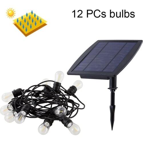 New Product Solar energy lamp 12 PCs bulbs Outdoor IP55 Waterproof garden courtyard S14 LED Bulb Christmas Solar String Light