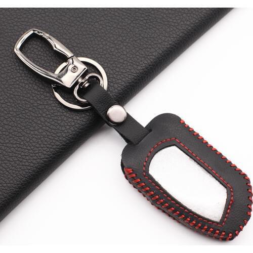 New Style 100% Leather Key Case Protector Cover Keychain for Pandora DXL 4950 DX-90BT DX-91 LCD Two Way Car Alarm Remote Control