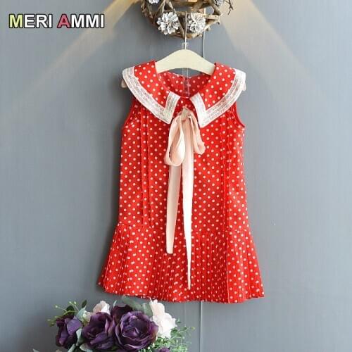 MERI AMMI Children Girl Clothing Summer Sleeveless Dress Plaid Bowknot TuTu Party Dress For 2-7 Year Girl