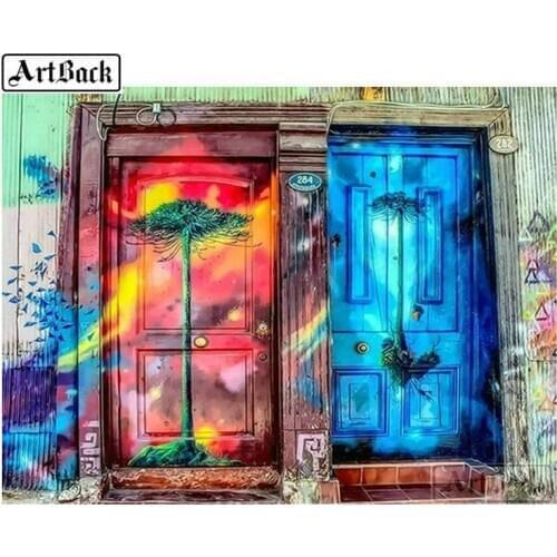 Full square drill 5d diy diamond painting door scenery diamond embroidery 3D mosaic crafts for home decoration painting