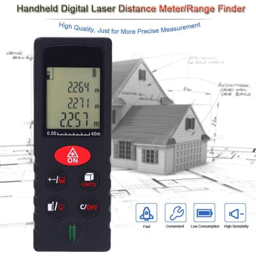 40m/131ft Mini Handheld Digital Laser Distance Meter High Precision Range Finder Area Volume Measurement Level Bubble
