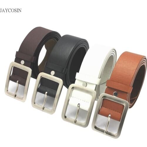JAYCOSIN Faux Leather Square Buckle Belts men Casual Solid Wild Adjustable Belts Ladies Fashion Accessory For Jeans Dress A527