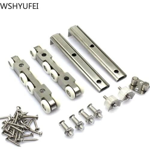 Stainless Sliding Door Roller Multiple rounds Home Room Wood Door Hanging Wheels Rail Track Pulley For Furniture Hardware