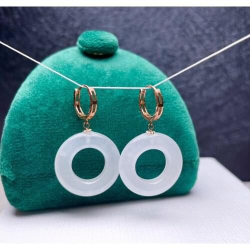 Shilovem 18k yellow Natural white jasper Drop Earrings fine Jewelry women trendy anniversary Christmas gift 20mm myme2020661hby