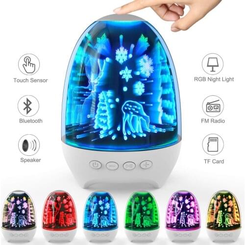 Led Night Light Bluetooth Wireless Loudspeaker 3D Star Light Support TF For Home Party Creative Bluetooth Speaker (White)