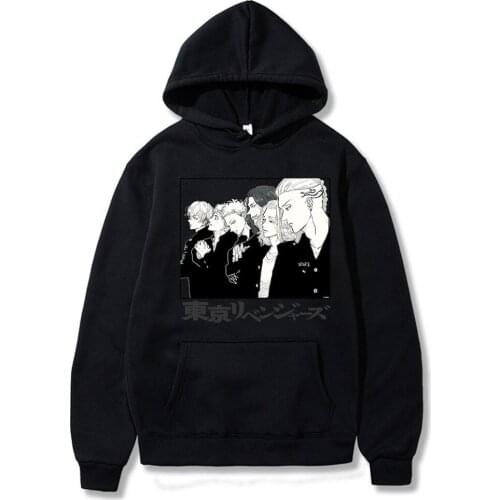 Japanese Anime Mens Hoodie Tokyo Revengers Print Hoodie Cotton Harajuku Long Sleeve Hip Hop Pullover Sweatshirts Male
