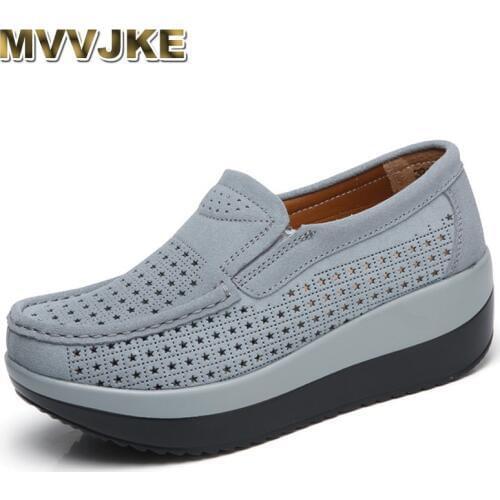 MVVJKE 2018 Autumn women flat platform loafers shoes ladies suede leather footwear casual shoes slip on flats Moccasin creepers