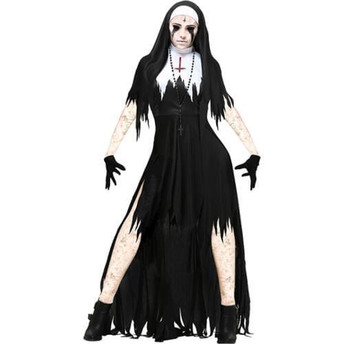 Halloween Death Hell Cosplay Costume Women Dress witch ghost nun Female devil Masquerade witch vampire saint COS uniform
