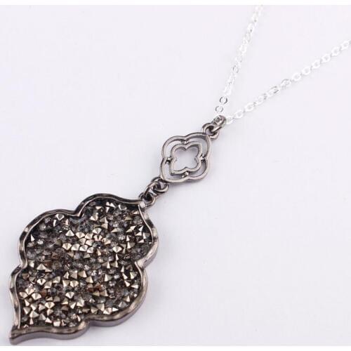 Pave Crystals Morocco Long Chain Pendant Necklaces for Women Fashion Exotic Moroccan Jewelry