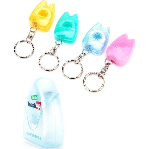 Mint Flavored Teeth Dental Floss Keychain Dental Clinic Gift Mixed Color for Teeth Cleaning Oral Care