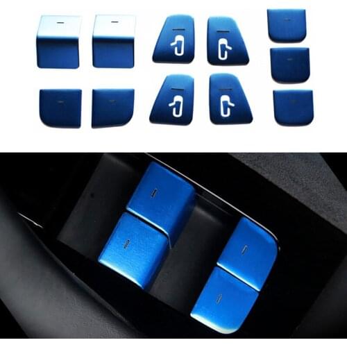 11Pcs/Set Car Window Lift Switch Button Door Open Sticker Trim For Tesla Model 3 2017-2020 ABS Plastic Interior Accessories Red