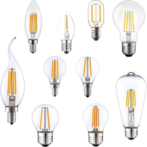 2W 4W G45 A60 Retro Edison Globe Led Bulb E14 E27 Warm White 2700K Vintage Ampoule Lamp Clear Glass Led Filament Bulb Dimmable