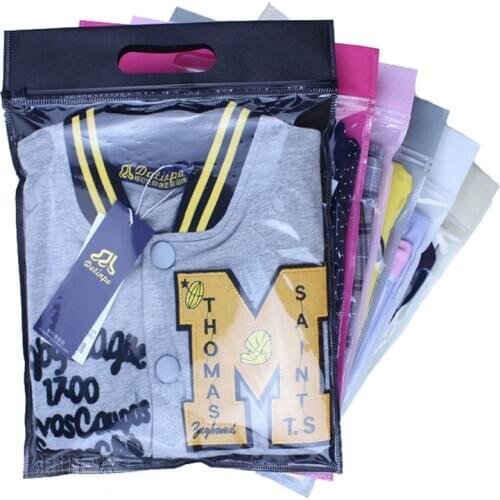 20 pcs Large Non Woven Zip Lock Plastic Clothing Packaging Bag With Handle and Zipper Clear Garment Bags Custom Logo