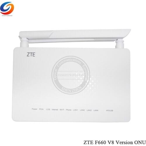 2020 New Arrival ZTE GPON F660 V8 GPON ONT ONU 1GE +3FE 5Dbi External Wifi, English firmware