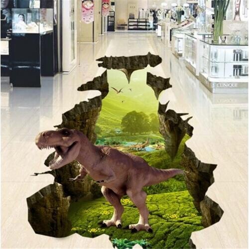 Beibehang custom background 3D dinosaur outdoor three-dimensional painting to wear waterproof waterproof thick floor
