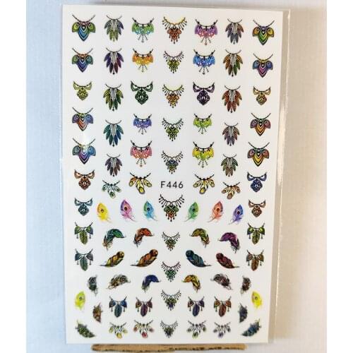 3D Nail Sticker Interesting Design Nail Foil Colored Feathers Mandala Self-Adhesive Sticker for Manicure Nail Art Decoration