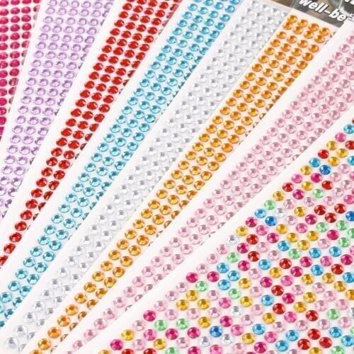 504pcs/sheet 6mm Loose Rhinestone Sticker Round Flatback Acrylic Stickers Self-Adhesive Paste DIY Nail Art Phone Case Decoration