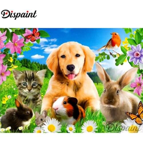Dispaint Full Square/Round Drill 5D DIY Diamond Painting "Animal dog" Embroidery Cross Stitch 3D Home Decor A10320