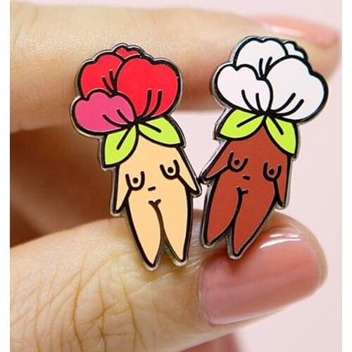 Flower Girl Body Feminist Floarl Enamel Brooch Pin Backpack Hat Bag Lapel Pins Badges Women Mens Fashion Jewelry Accessories