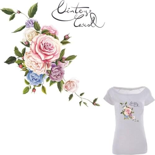 Flower Patches For Backpack Girls T-Shirt Dresses Patches For Clothing Heat Transfer Diy Garment Accessory Washable New