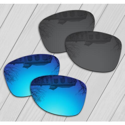 E.O.S 2 Pairs Black & Ice Blue Polarized Replacement Lenses for Oakley Felon Sunglasses