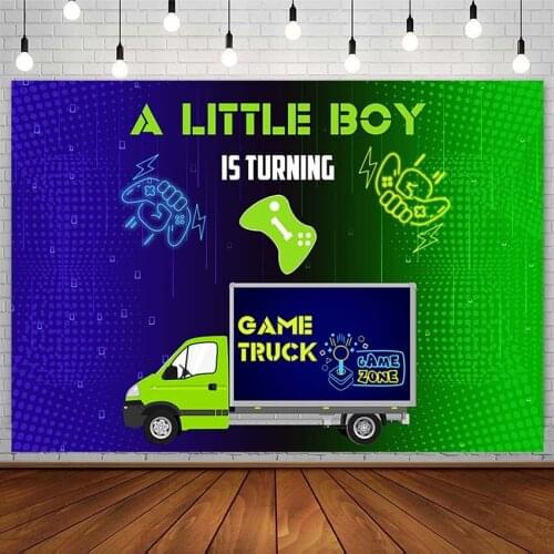 Game Truck Handle Backdrops Boy 1st Birthday Party Decor Blue Green Banners Photography Background Photo Studio Photozone Props