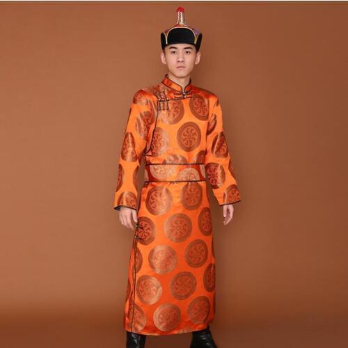 Mongolian prince costume male ethnic clothinc stand collar modern cheongsam man traditional asia festival stage wear