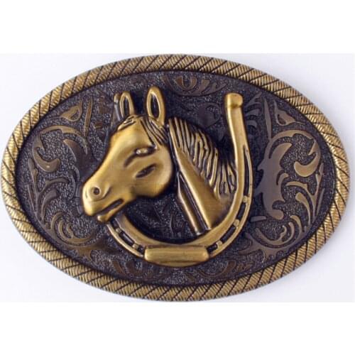 DIY Leather belt buckle horse head belts American western cowboy belt buckel Customize metal belt head DIY
