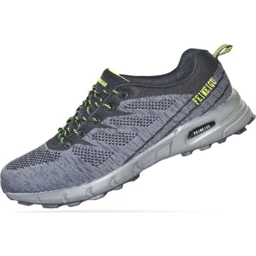 FEIMEIGU Men Elastic Sneakers Non Slip Trainers Running Jogging Walking Hiking Outdoor Athletic Workout Durable Shoes Gray Style