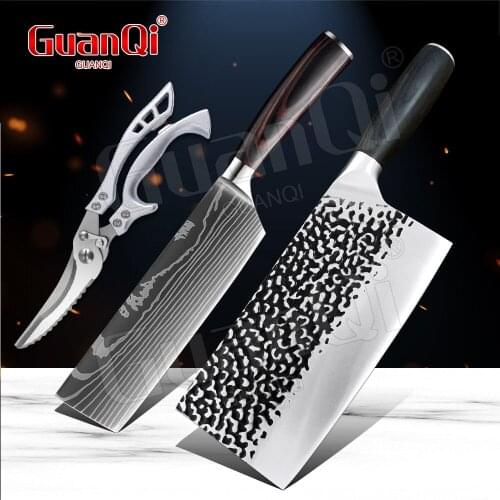 High Carbon Wood Handle Kitchen Knives Razor Sharp Chef Slicing Chopping Knife Cleaver Butcher Knife Handmade Forged Chef Knife