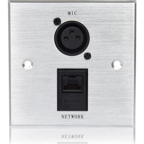 High quality RCA Wall Outlet with MIC, Network, aluminum alloy Panel Electric Socket Grounded Plug Outlet for Hotel Office Home