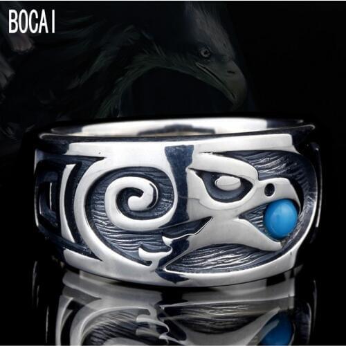 2019 new 100% 925 pure silver mens ring eagle Thai silver ring for female stone eagle ring Indian ring for Men Womens ring
