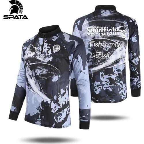 2020 New SPATA Fishing Shirt Long Sleeve Sun Protection Ice Silk Breathable Fishing Jersey Quick Dry Fishing UV T-Shirt Clothing