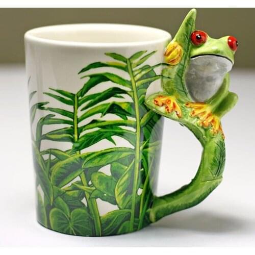 2021 New Hand-painted 3D Animal Mug Frog Ceramic Cartoon Animal Cup Child Like Cup