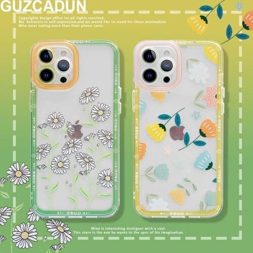 Shockproof Clear Fresh Flower Pattern Phone Cases for Iphone 12 Mini 11 Pro Max X 7 8 Plus Xr Xs Max Cover Soft TPU Silicon Case