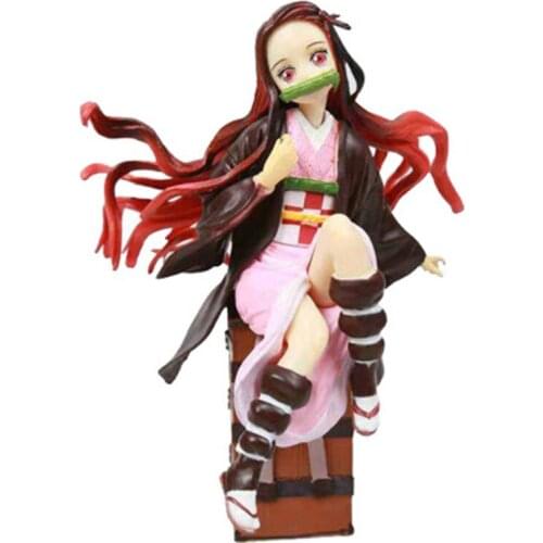 Demon Slayer Kamado Nezuko sitting posture with box 15cm PVC model Furnishing articles