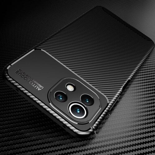 For Xiaomi Mi 11 /Pro /Lite /Ultra Phone Case Luxury Shockproof Carbon Fiber Soft Case Cover