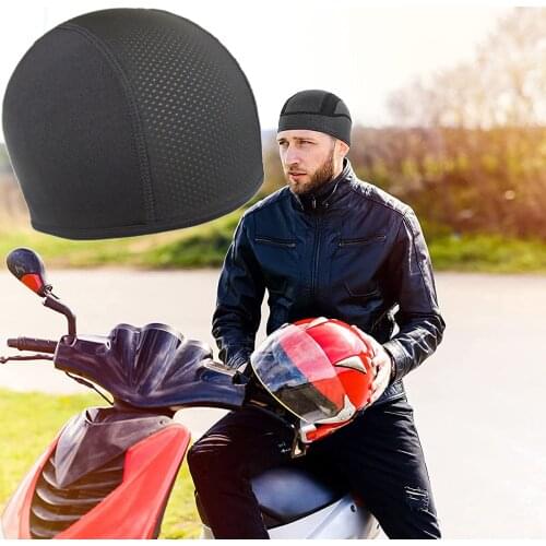 Helmet Motorcycle Helmet Inner Cap Cool Max Hat Dry Breathable Hat Racing Cap Sweat Band Black Helmet Inner Liner Beanie Cap