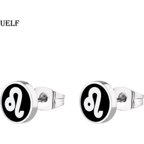 Uelf Black Stud Earrings Unisex Man Woman Earrings Round Barbell Ear Stud Fashion Ear Piercing Jewelry Fake Plug 1 pair