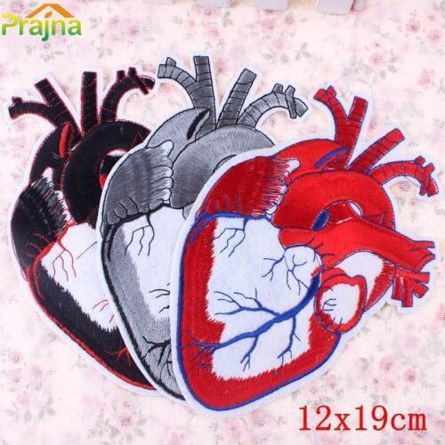 1PCS Heart Punk Patch Biker Rock Iron On Motorcycle Jacket Back Big Patches Cheap Embroidered Large Patches For Clothing Jeans