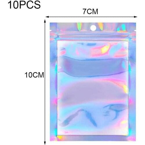 10pcs Translucent Zip Lock Bags Holographic Storage Bag Xmas Gift Packaging Cosmetics Pouch Dropshipping