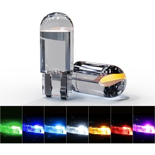 10PCS T10 W5W 194 12V LED Bulb White Yellow Red Ice Blue Green Pink Auto Lamp for Car Interior Dome Parking License Plate Light